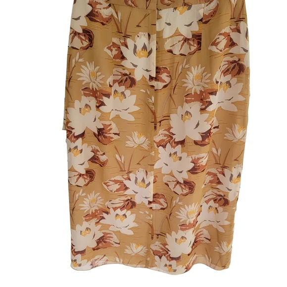 Anna Sui Strapless Silk Georgette Dress Brown Floral Ruched Wrap-Effect … - Picture 10 of 17